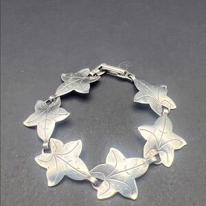 Elegant Silver Leaf Bracelet